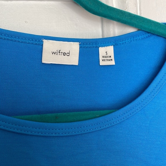 Aritzia Wilfred brand blue dress size small midi length with slit and tie - Picture 3 of 3